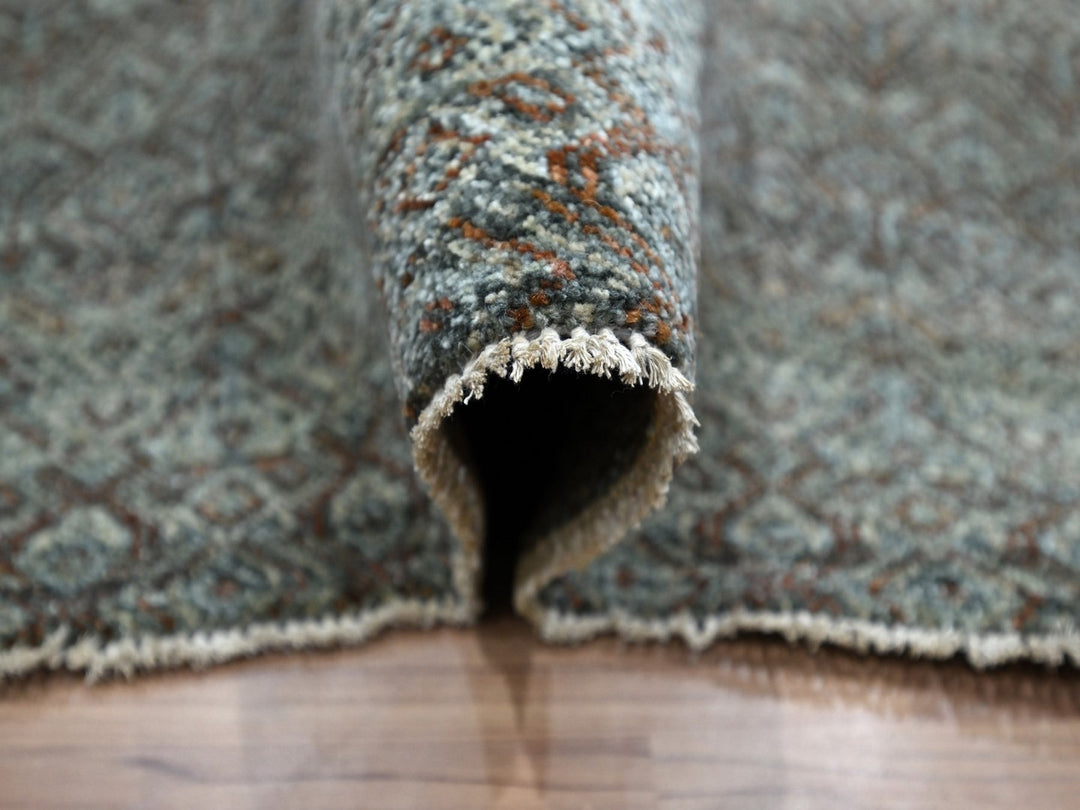 8'0" x 9'10" New Hand Knotted Grey Wool Rectangle Oriental Rug - MOA10276859