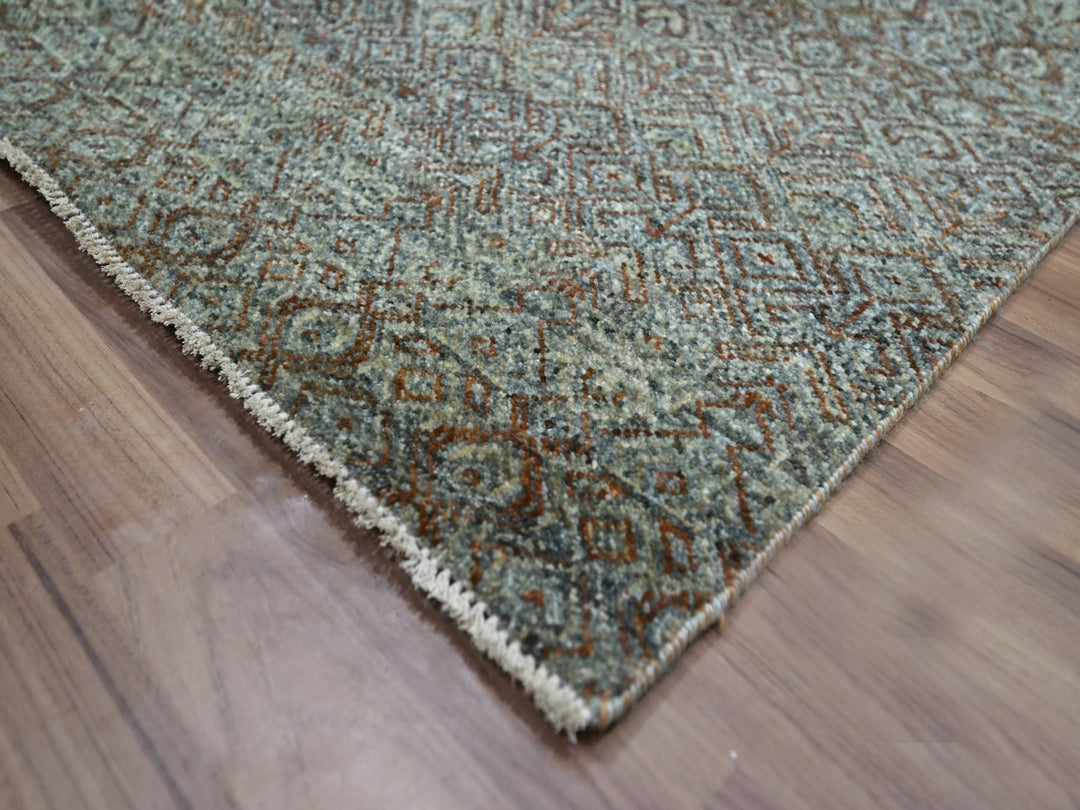 8'0" x 9'10" New Hand Knotted Grey Wool Rectangle Oriental Rug - MOA10276859