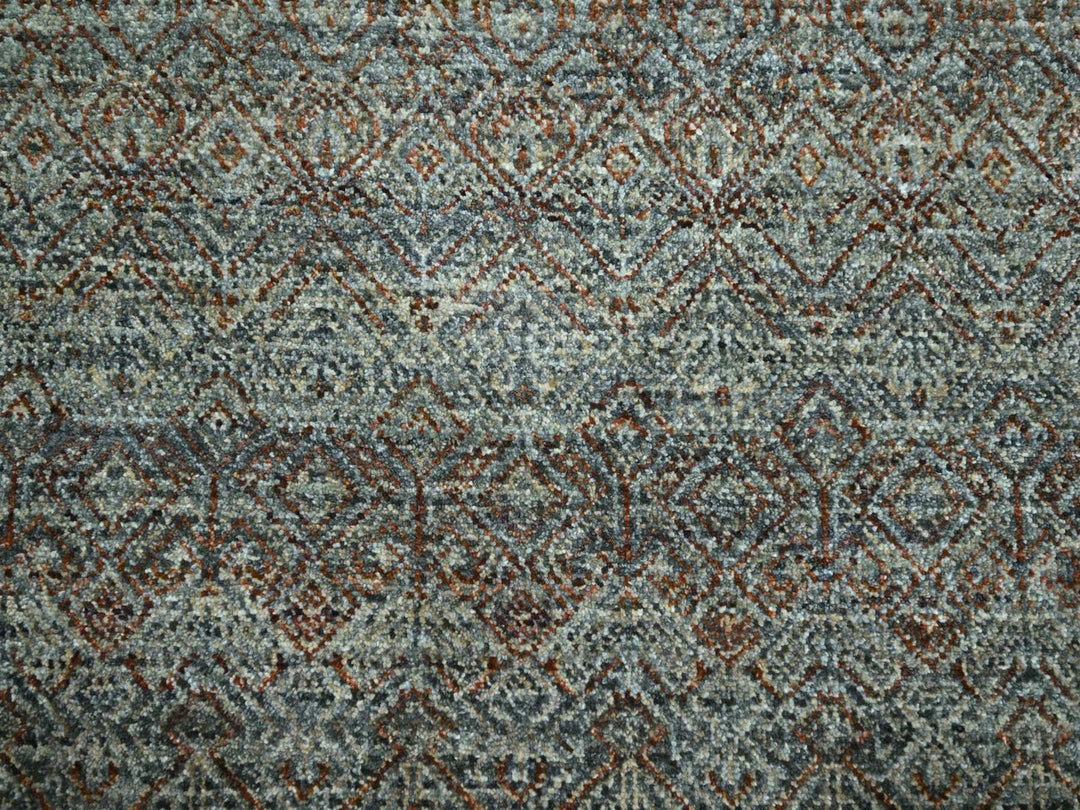 8'0" x 9'10" New Hand Knotted Grey Wool Rectangle Oriental Rug - MOA10276859