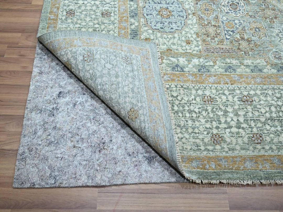 8'1" x 10'1" New Hand Knotted Green Wool Rectangle Oriental Rug - MOA10276860