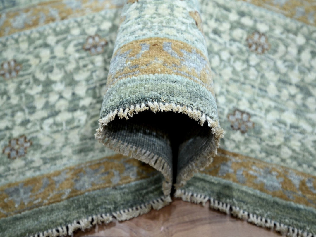 8'1" x 10'1" New Hand Knotted Green Wool Rectangle Oriental Rug - MOA10276860