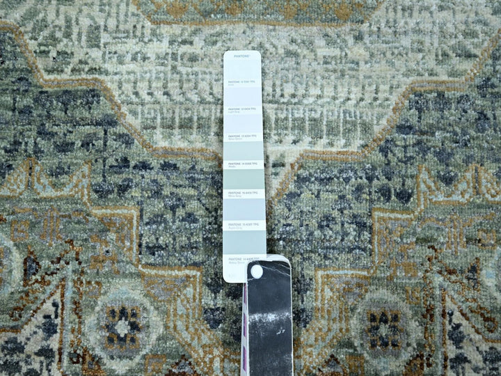 8'1" x 10'1" New Hand Knotted Green Wool Rectangle Oriental Rug - MOA10276860