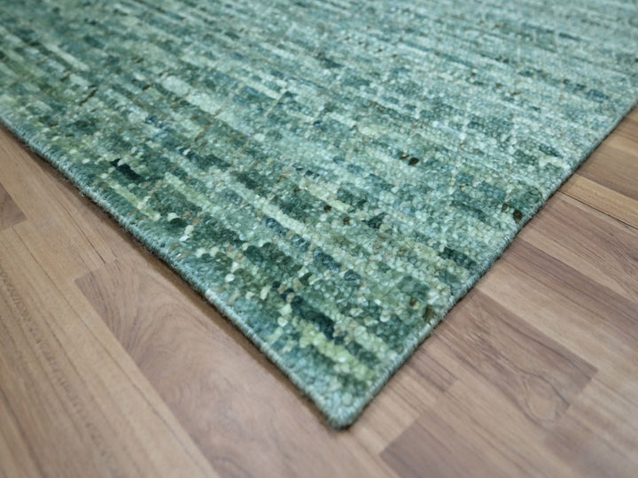 8'3" x 10'3" New Hand Knotted Green Wool Rectangle Oriental Rug - MOA10276861