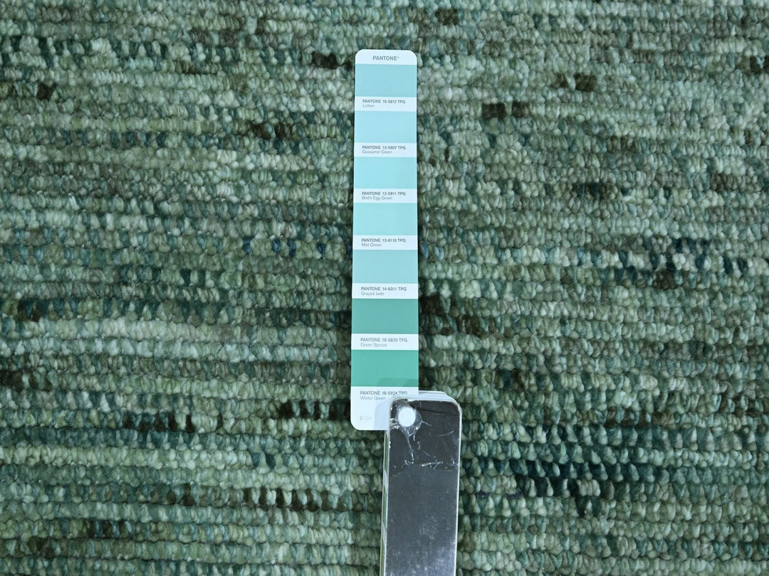 8'3" x 10'3" New Hand Knotted Green Wool Rectangle Oriental Rug - MOA10276861