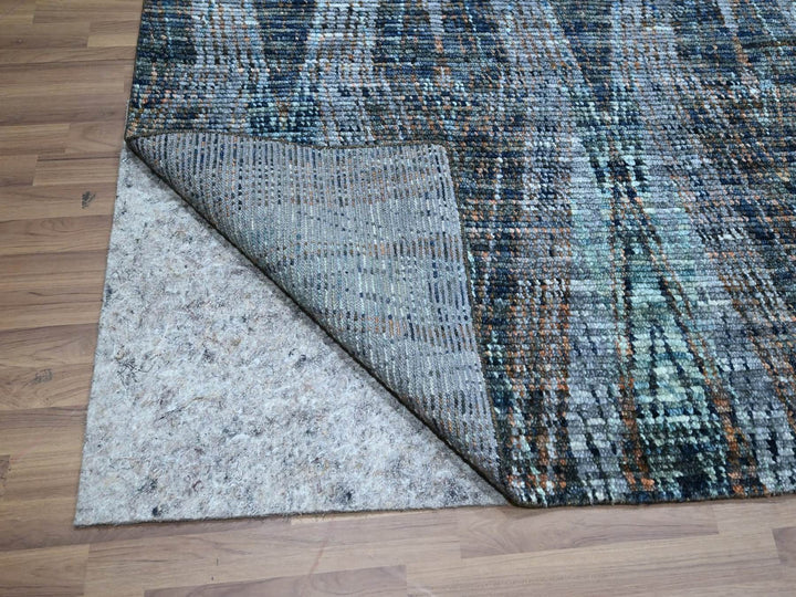 8'3" x 10'1" New Hand Knotted Blue Wool Rectangle Oriental Rug - MOA10276865