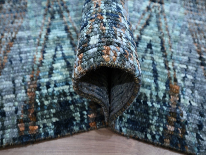 8'3" x 10'1" New Hand Knotted Blue Wool Rectangle Oriental Rug - MOA10276865