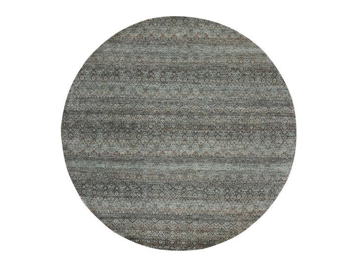 7'11" x 7'11" New Hand Knotted Grey Wool Round Oriental Rug - MOA10276866