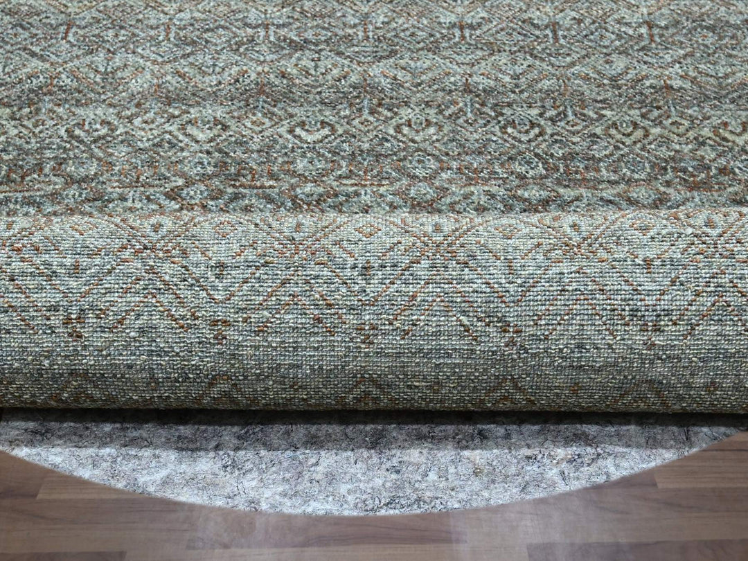 7'11" x 7'11" New Hand Knotted Grey Wool Round Oriental Rug - MOA10276866