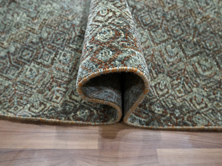 7'11" x 7'11" New Hand Knotted Grey Wool Round Oriental Rug - MOA10276866