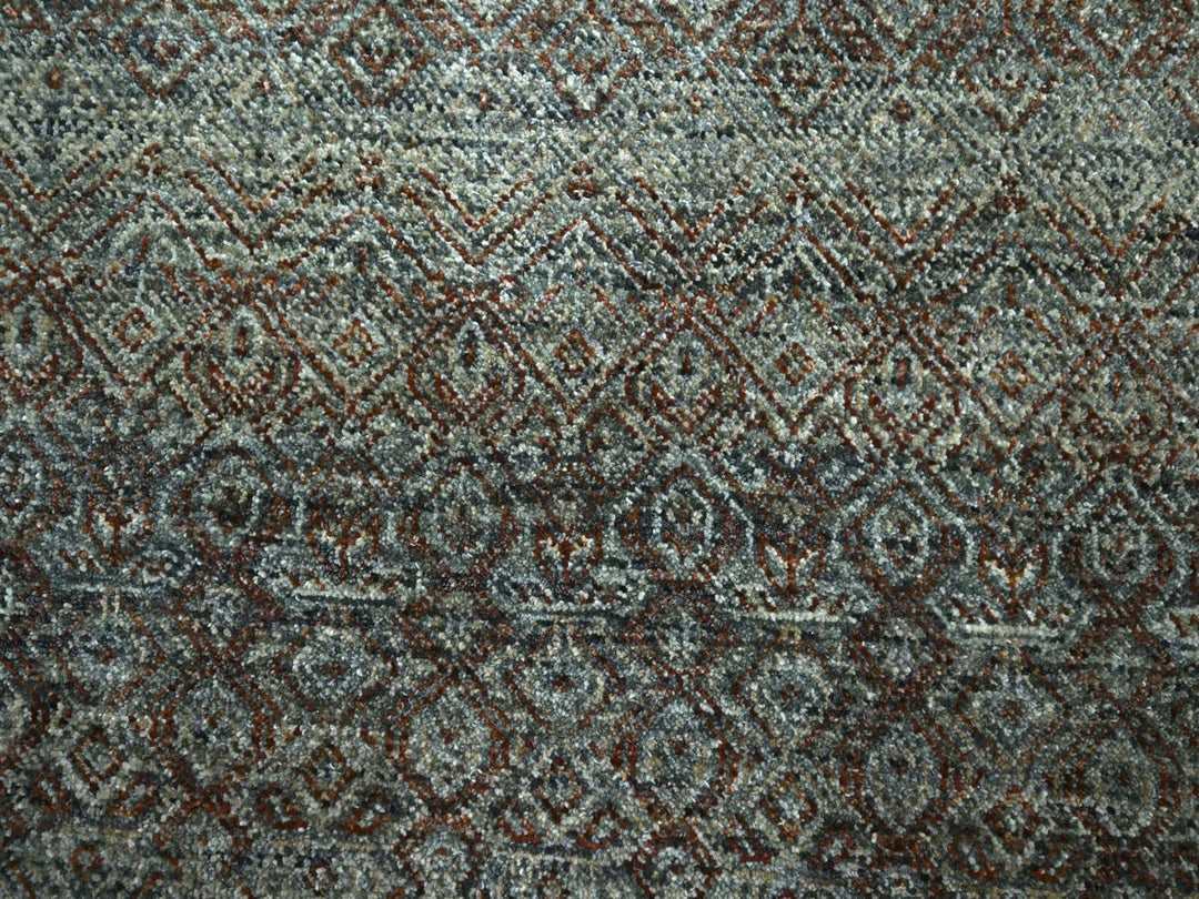 7'11" x 7'11" New Hand Knotted Grey Wool Round Oriental Rug - MOA10276866