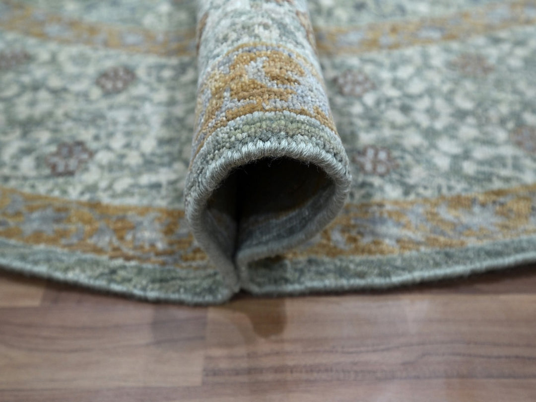 8'1" x 8'2" New Hand Knotted Green Wool Round Oriental Rug - MOA10276867