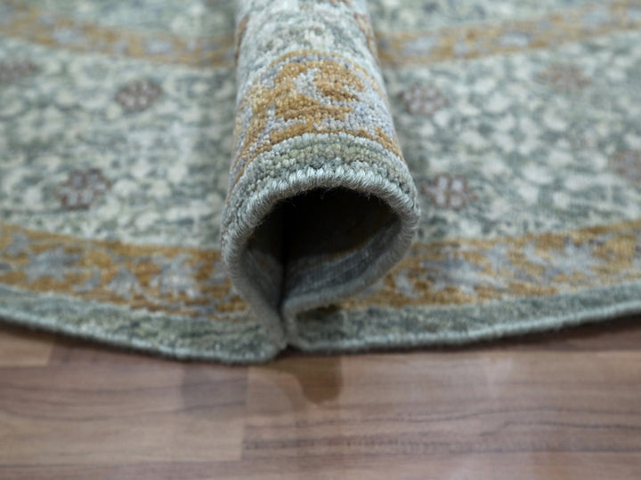 8'1" x 8'2" New Hand Knotted Green Wool Round Oriental Rug - MOA10276867