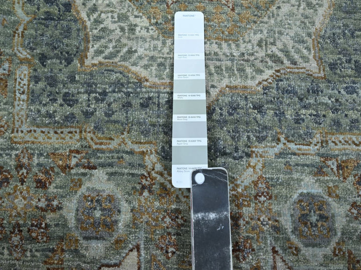 8'1" x 8'2" New Hand Knotted Green Wool Round Oriental Rug - MOA10276867