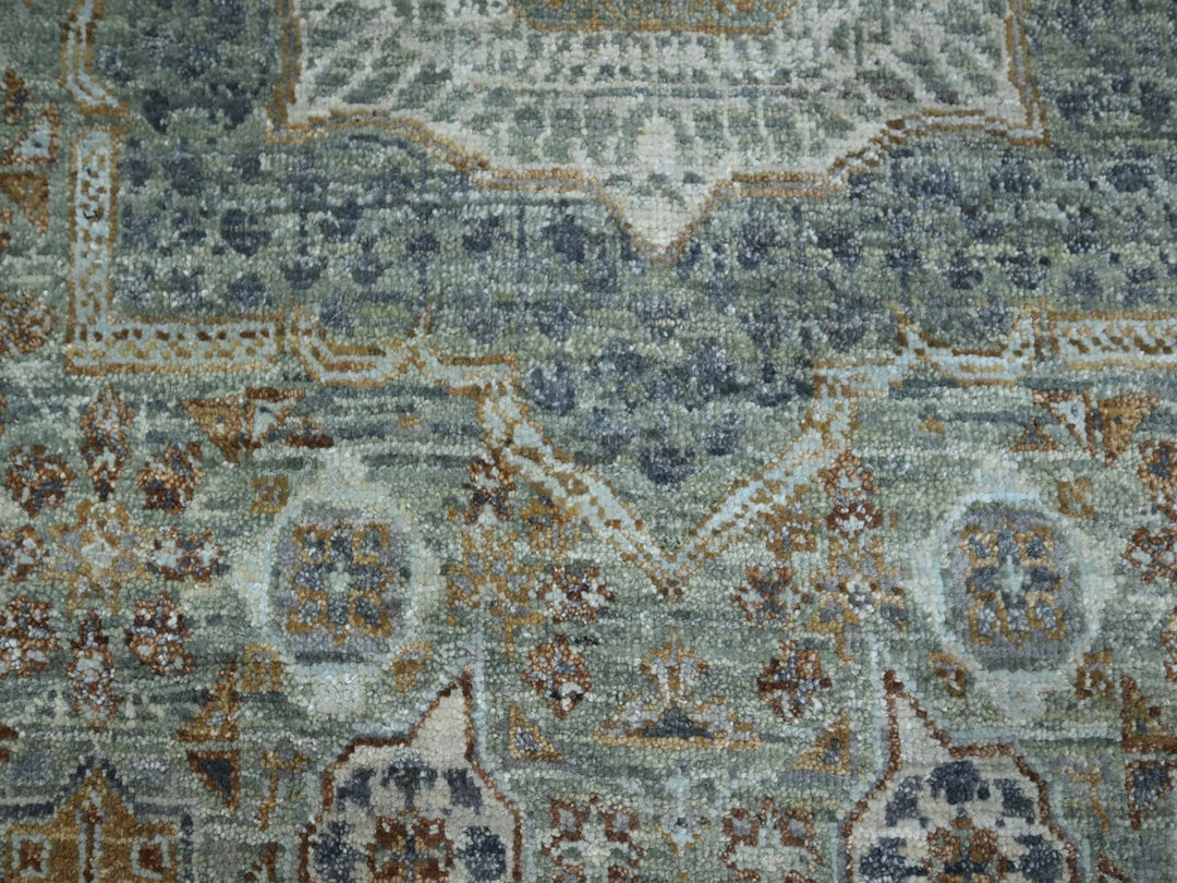 8'1" x 8'2" New Hand Knotted Green Wool Round Oriental Rug - MOA10276867