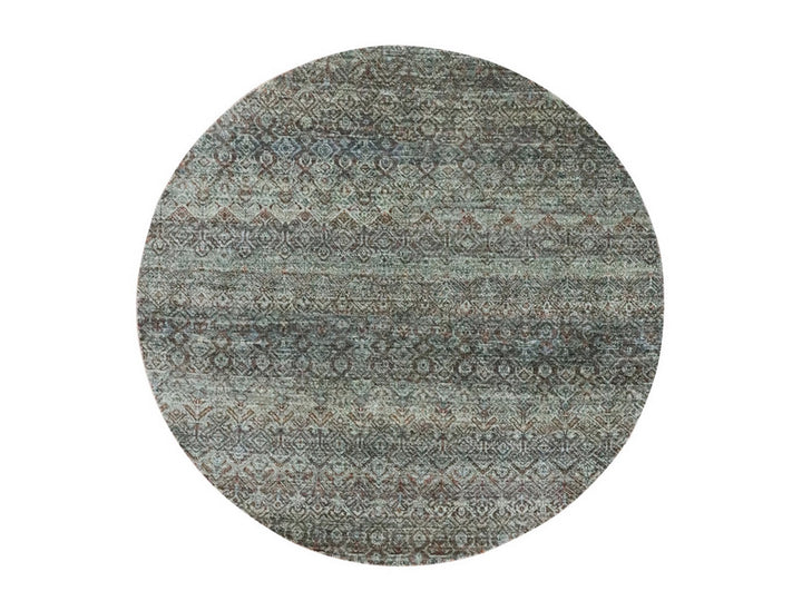 4'11" x 4'10" New Hand Knotted Grey Wool Round Oriental Rug - MOA10276868