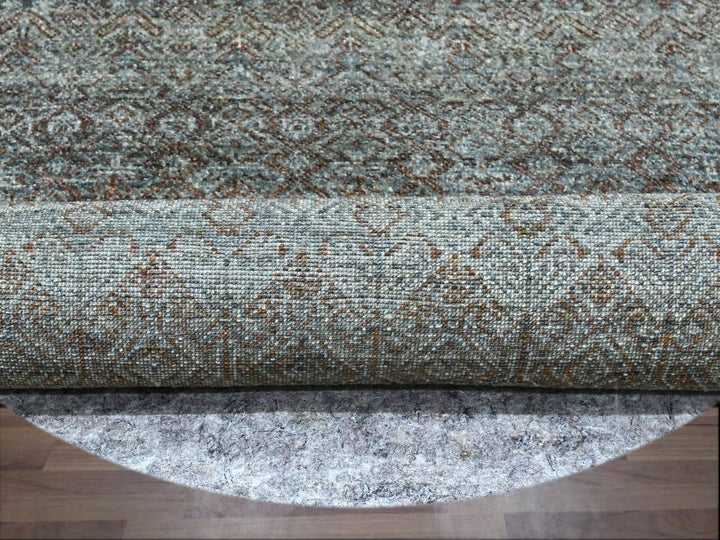 4'11" x 4'10" New Hand Knotted Grey Wool Round Oriental Rug - MOA10276868