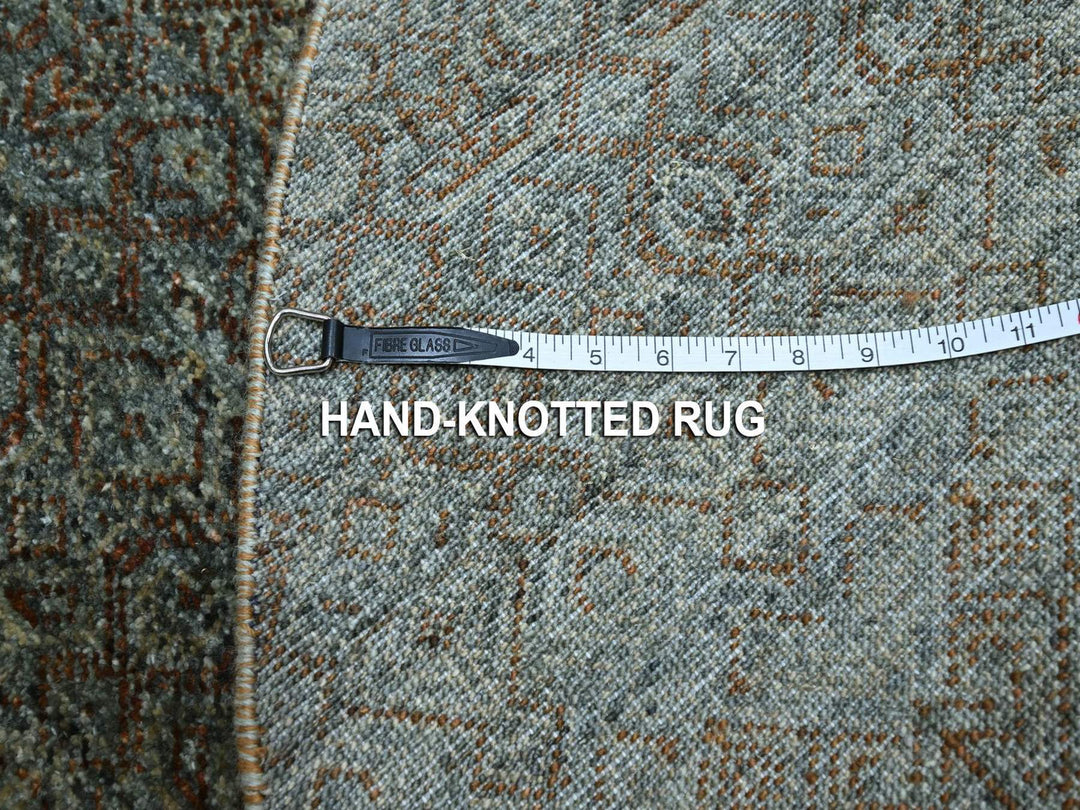 4'11" x 4'10" New Hand Knotted Grey Wool Round Oriental Rug - MOA10276868