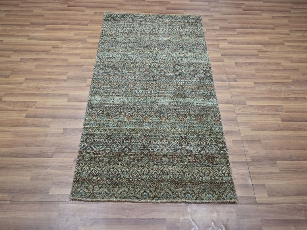 3'0" x 5'1" New Hand Knotted Grey Wool Rectangle Oriental Rug - MOA10276869