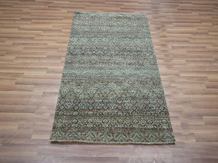 3'0" x 5'1" New Hand Knotted Grey Wool Rectangle Oriental Rug - MOA10276870