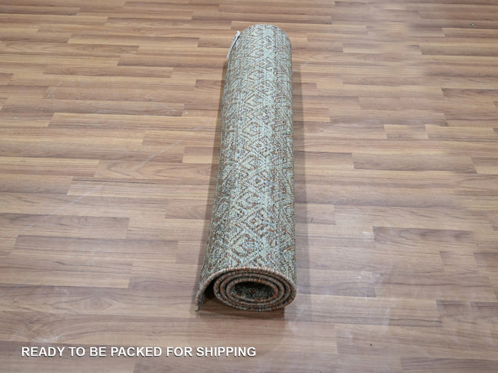 3'0" x 5'1" New Hand Knotted Grey Wool Rectangle Oriental Rug - MOA10276870