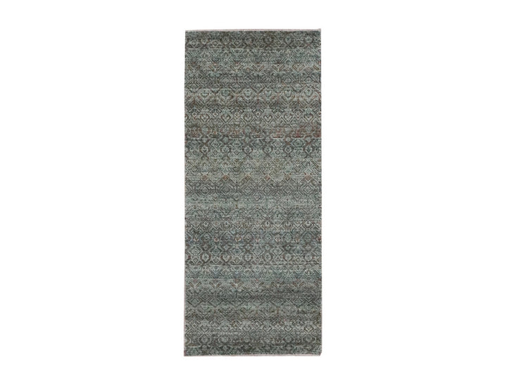2'6" x 6'0" New Hand Knotted Grey Wool Runner Oriental Rug - MOA10276872