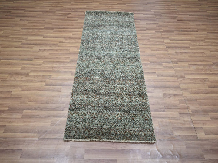 2'6" x 6'0" New Hand Knotted Grey Wool Runner Oriental Rug - MOA10276872