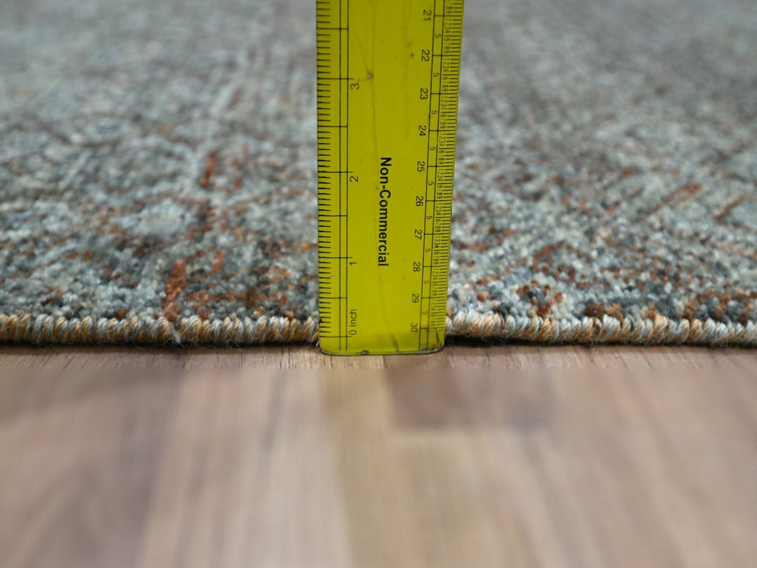 2'6" x 6'0" New Hand Knotted Grey Wool Runner Oriental Rug - MOA10276872