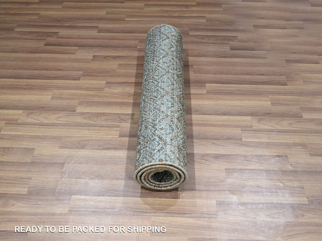 2'7" x 6'0" New Hand Knotted Grey Wool Runner Oriental Rug - MOA10276873