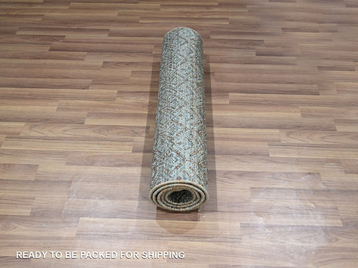 2'7" x 6'0" New Hand Knotted Grey Wool Runner Oriental Rug - MOA10276873