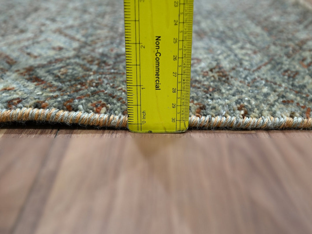 2'7" x 6'0" New Hand Knotted Grey Wool Runner Oriental Rug - MOA10276873