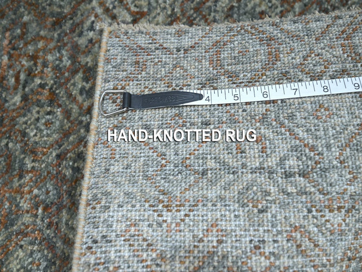 2'7" x 6'0" New Hand Knotted Grey Wool Runner Oriental Rug - MOA10276873