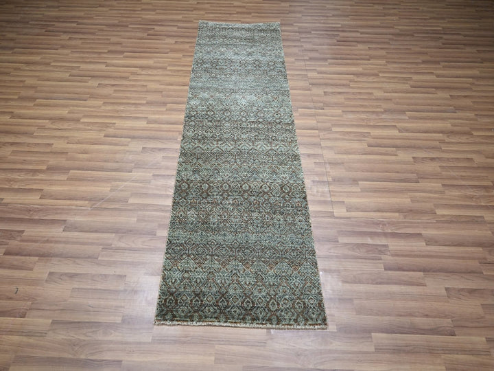 2'6" x 8'0" New Hand Knotted Grey Wool Runner Oriental Rug - MOA10276874