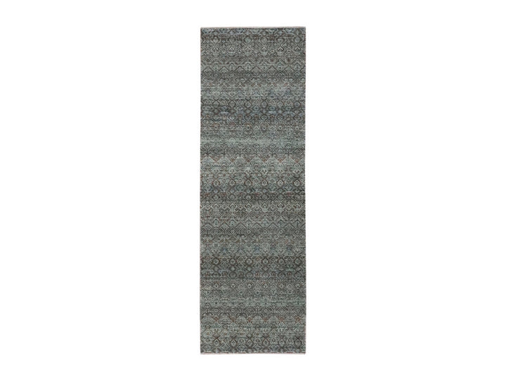 2'6" x 8'0" New Hand Knotted Grey Wool Runner Oriental Rug - MOA10276875