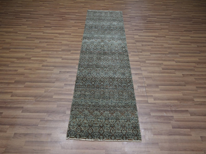 2'6" x 8'0" New Hand Knotted Grey Wool Runner Oriental Rug - MOA10276875