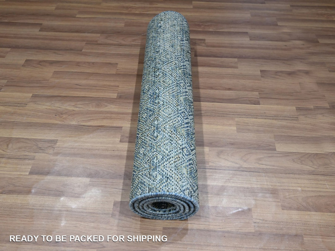 2'6" x 6'1" New Hand Knotted Blue Wool Runner Oriental Rug - MOA10276876