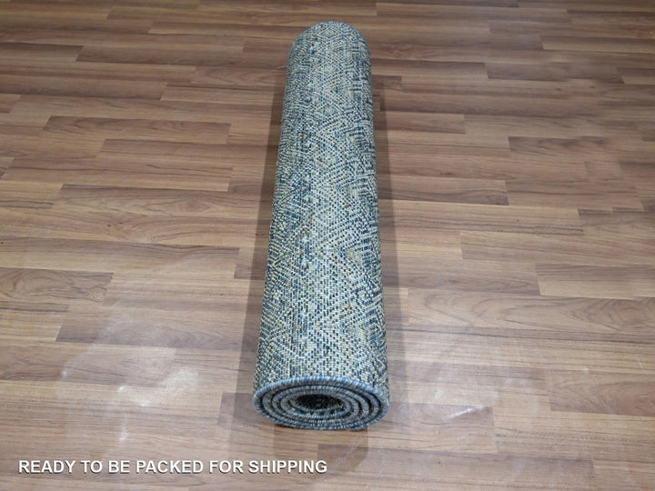 2'6" x 6'1" New Hand Knotted Blue Wool Runner Oriental Rug - MOA10276876