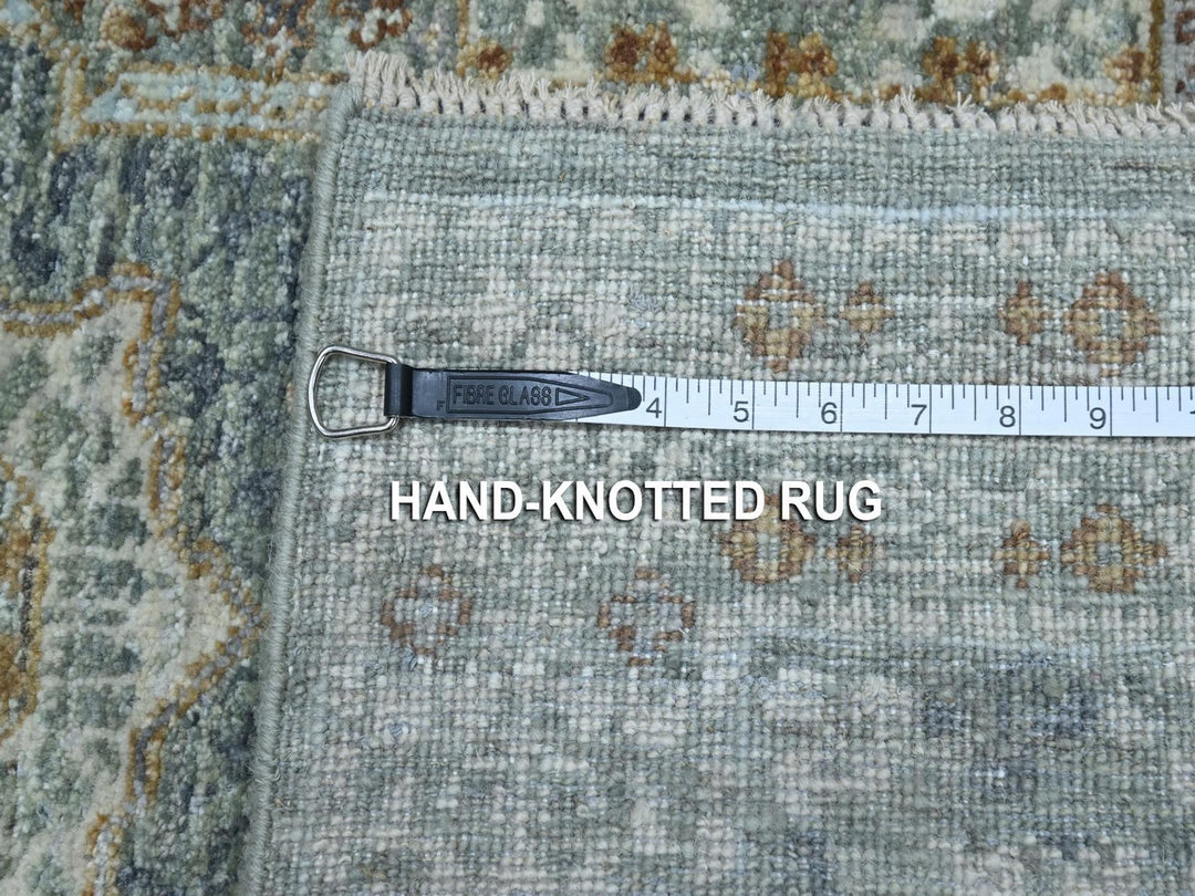 3'1" x 5'1" New Hand Knotted Green Wool Rectangle Oriental Rug - MOA10276877