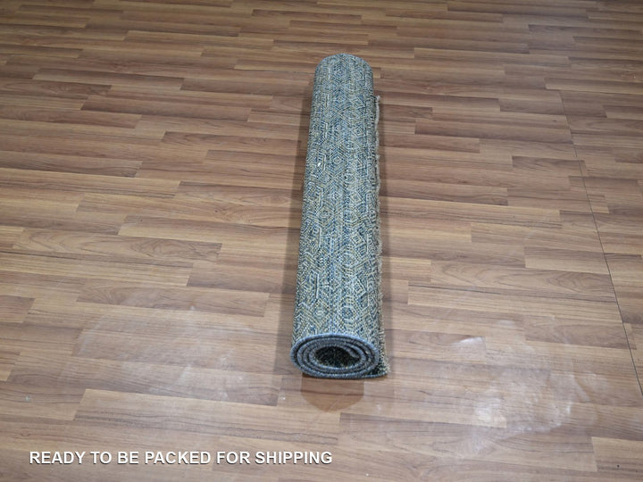 3'1" x 5'0" New Hand Knotted Blue Wool Rectangle Oriental Rug - MOA10276878