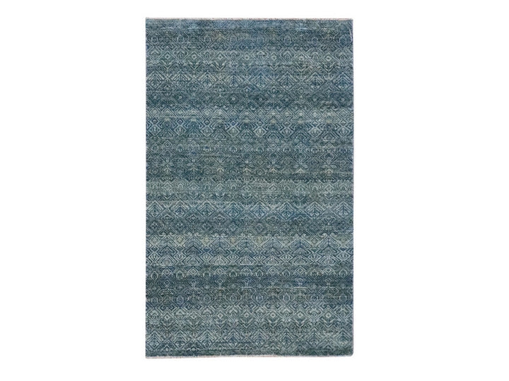 3'0" x 5'0" New Hand Knotted Blue Wool Rectangle Oriental Rug - MOA10276880