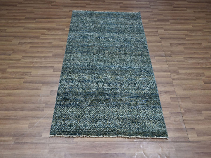 3'0" x 5'0" New Hand Knotted Blue Wool Rectangle Oriental Rug - MOA10276880