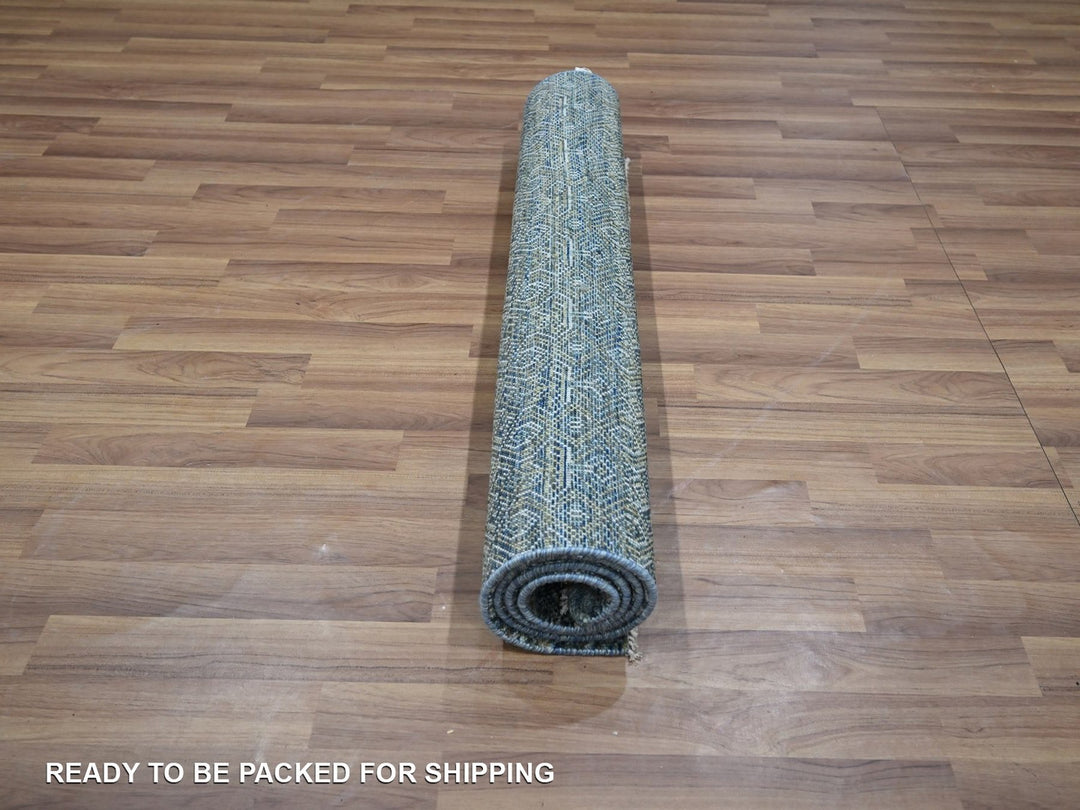 3'0" x 5'0" New Hand Knotted Blue Wool Rectangle Oriental Rug - MOA10276880