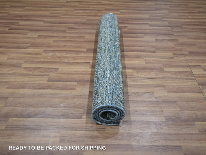 3'0" x 5'0" New Hand Knotted Blue Wool Rectangle Oriental Rug - MOA10276880