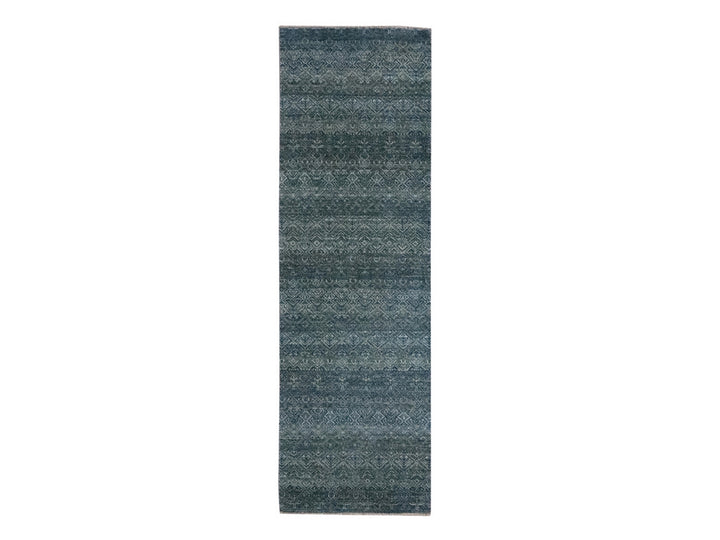 2'6" x 8'1" New Hand Knotted Blue Wool Runner Oriental Rug - MOA10276881