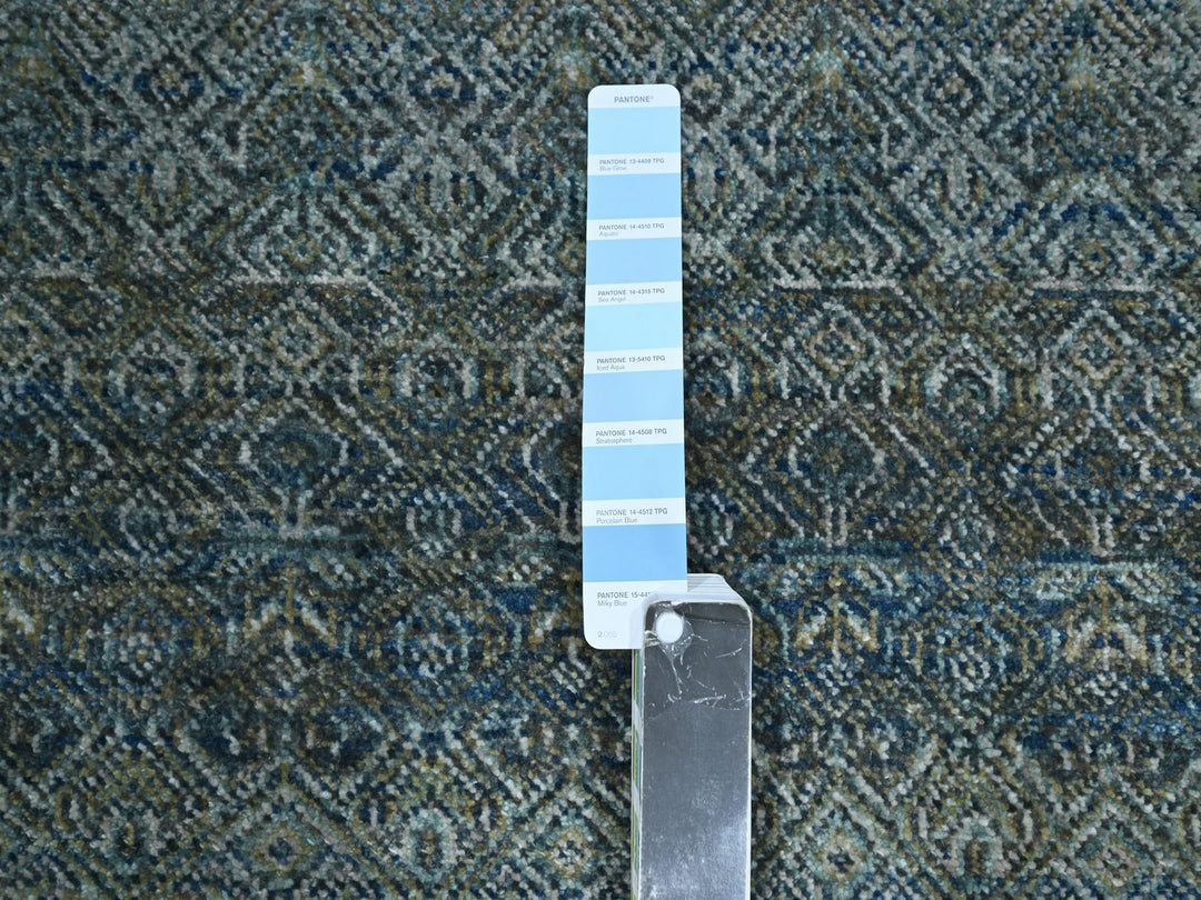 2'6" x 8'1" New Hand Knotted Blue Wool Runner Oriental Rug - MOA10276881