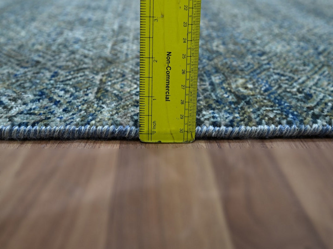 2'6" x 8'1" New Hand Knotted Blue Wool Runner Oriental Rug - MOA10276881