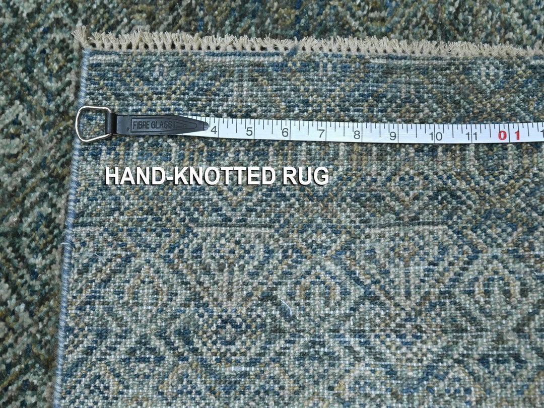 2'6" x 8'1" New Hand Knotted Blue Wool Runner Oriental Rug - MOA10276882