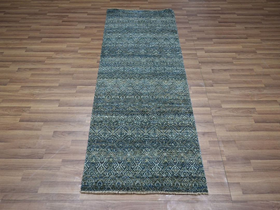 2'6" x 6'1" New Hand Knotted Blue Wool Runner Oriental Rug - MOA10276883