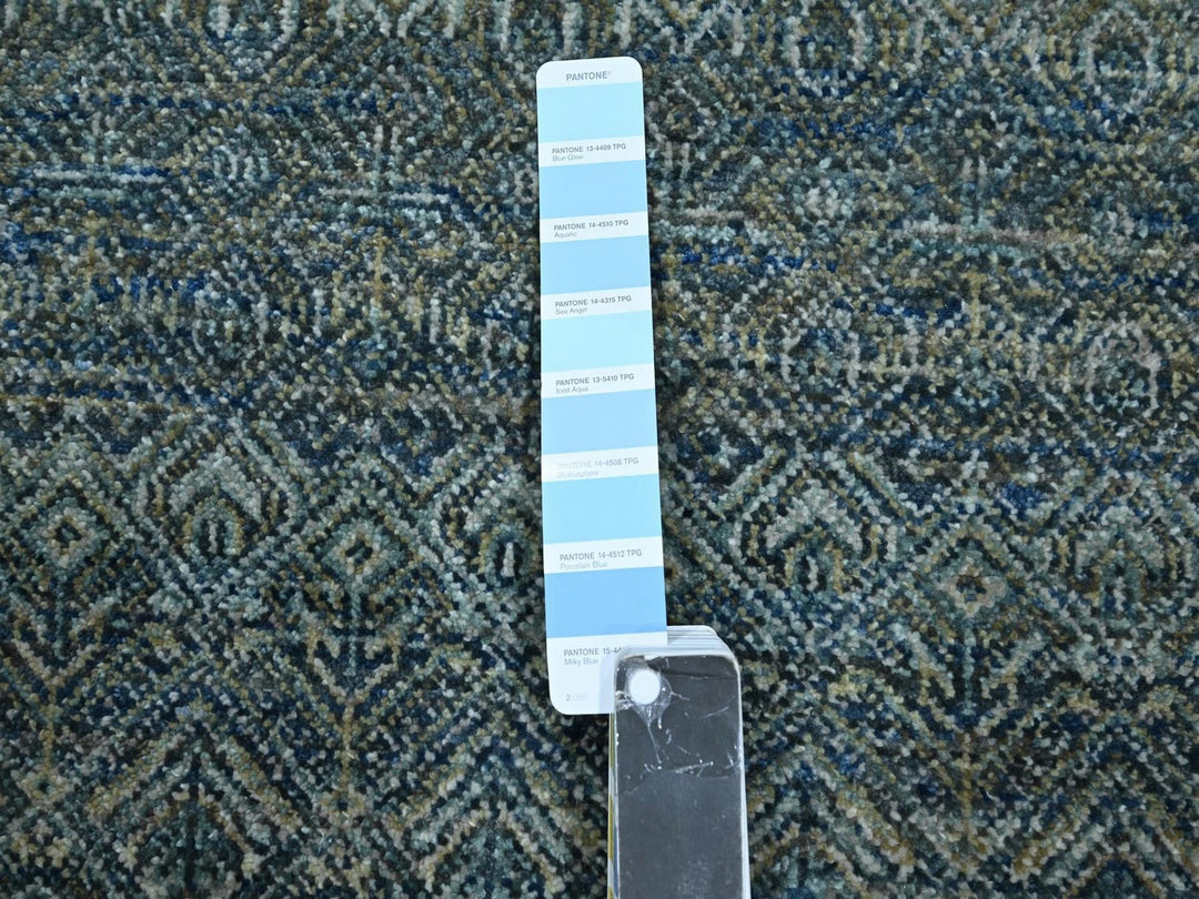 2'6" x 6'1" New Hand Knotted Blue Wool Runner Oriental Rug - MOA10276883