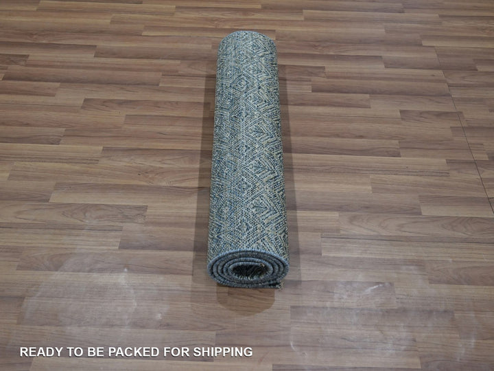 2'6" x 6'1" New Hand Knotted Blue Wool Runner Oriental Rug - MOA10276883