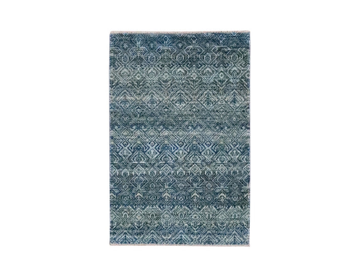 2'0" x 3'0" New Hand Knotted Blue Wool Rectangle Oriental Rug - MOA10276886